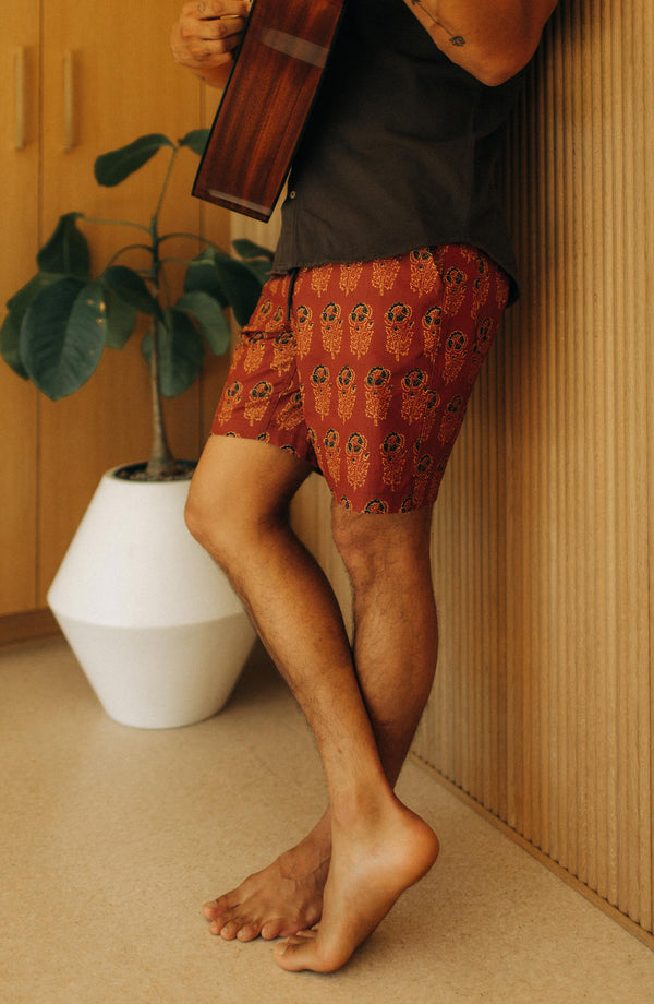 Editorial Panel: The Adventure Short in Rust Floral, Bottoms by Taylor Stitch