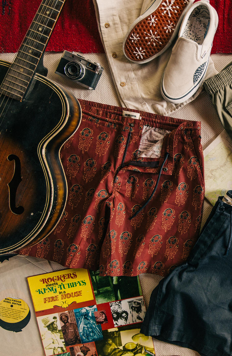 Editorial Panel: The Adventure Short in Rust Floral, Bottoms by Taylor Stitch
