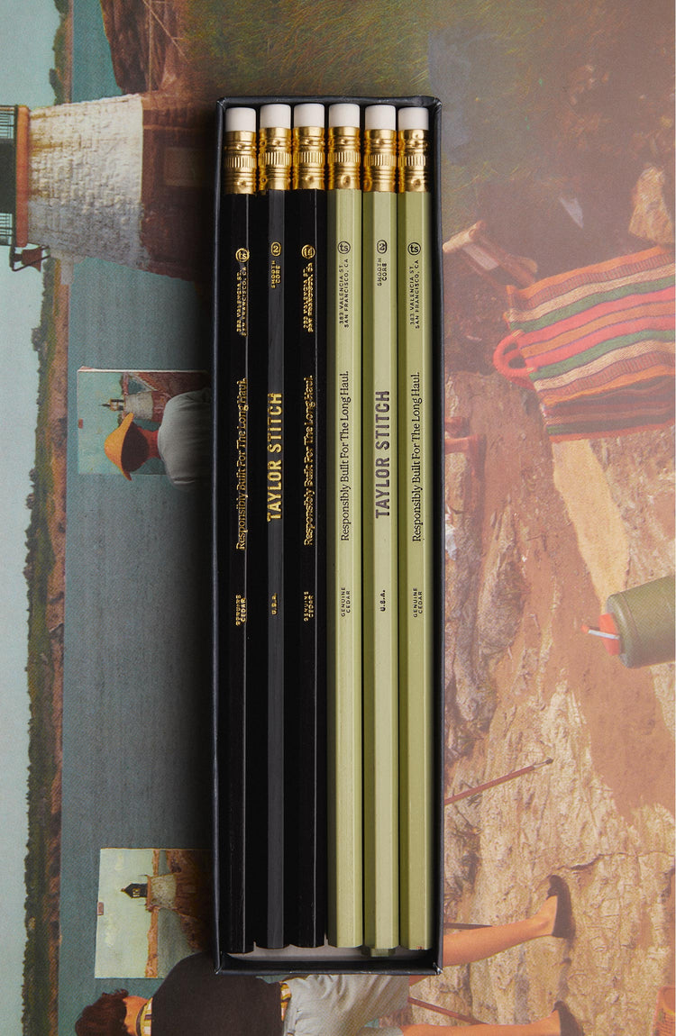 editorial flatlay of The Cedar Hex Pencil (12-Pack)