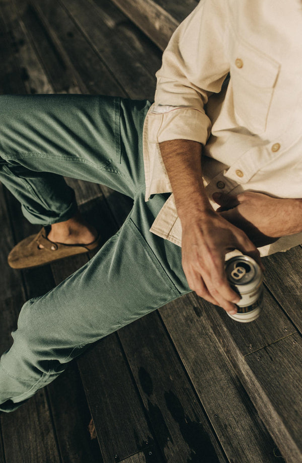 Editorial Panel: The Chore Pant in Ocean Boss Duck, Bottoms by Taylor Stitch