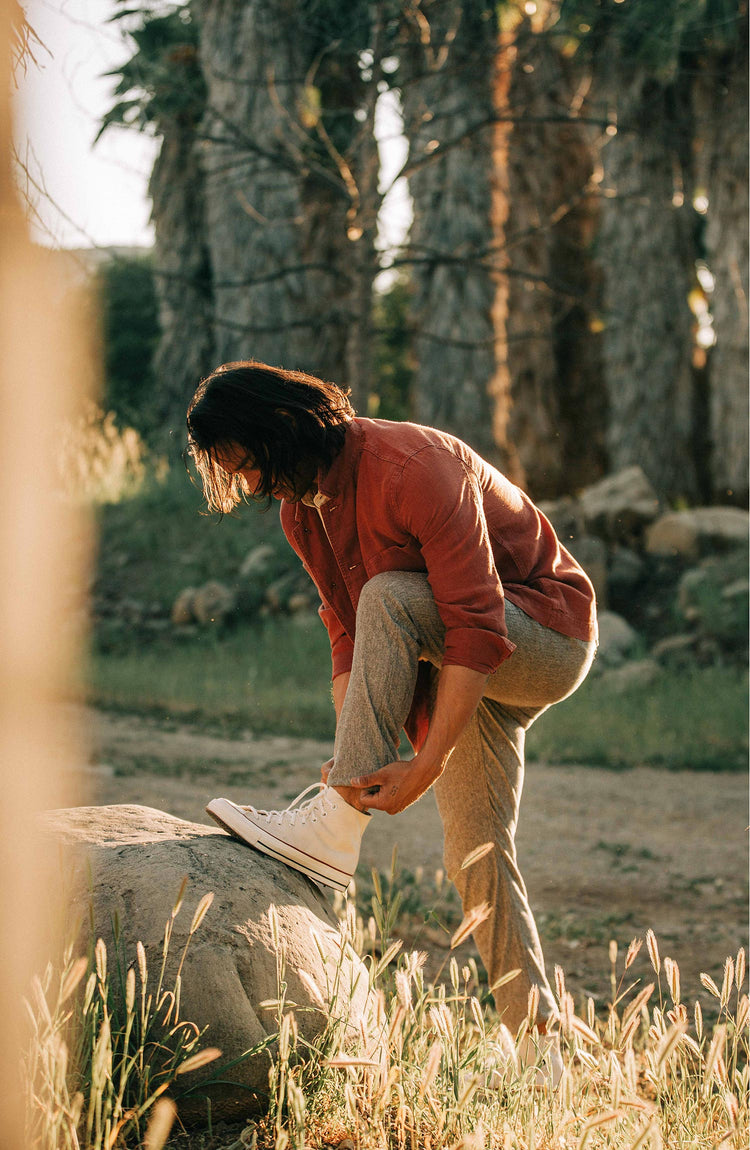 our fit model wearing the easy pant