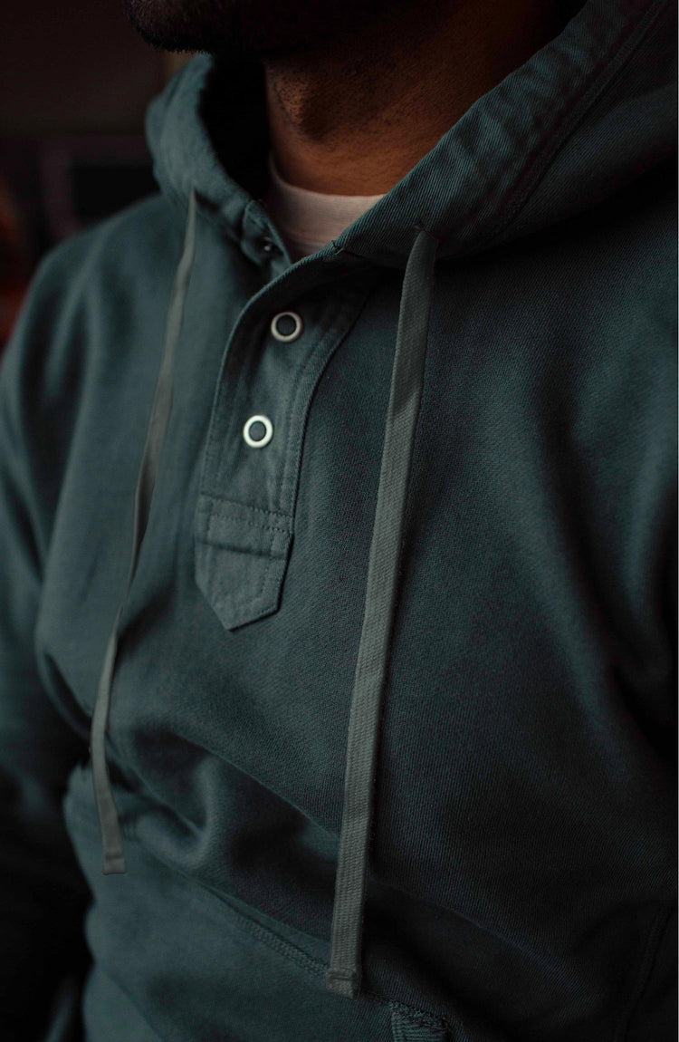 Editorial Panel: The Fillmore Snap Hoodie in Deep Sea Terry, Knits by Taylor Stitch