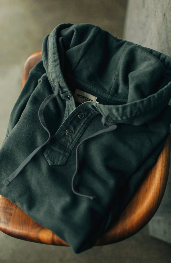 Editorial Panel: The Fillmore Snap Hoodie in Deep Sea Terry, Knits by Taylor Stitch