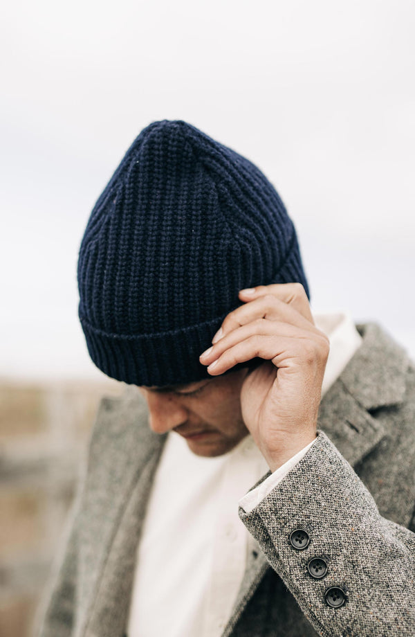 Editorial Panel: The Fisherman Beanie in Dark Navy, Accessories by Taylor Stitch