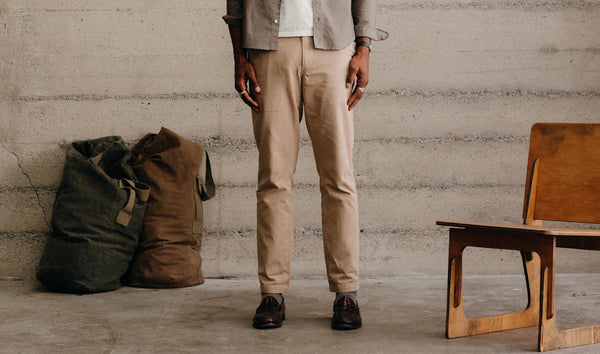 Model wearing our khaki chinos