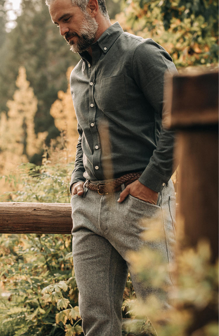 our fit model wearing the camp pant outside