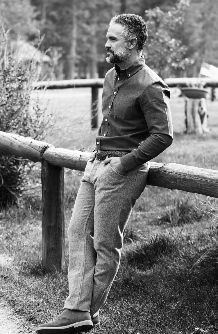 our fit model wearing the camp pant—two images