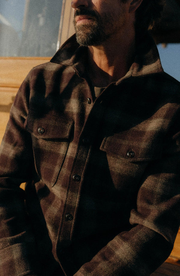 The Maritime Shirt Jacket in Burgundy Plaid