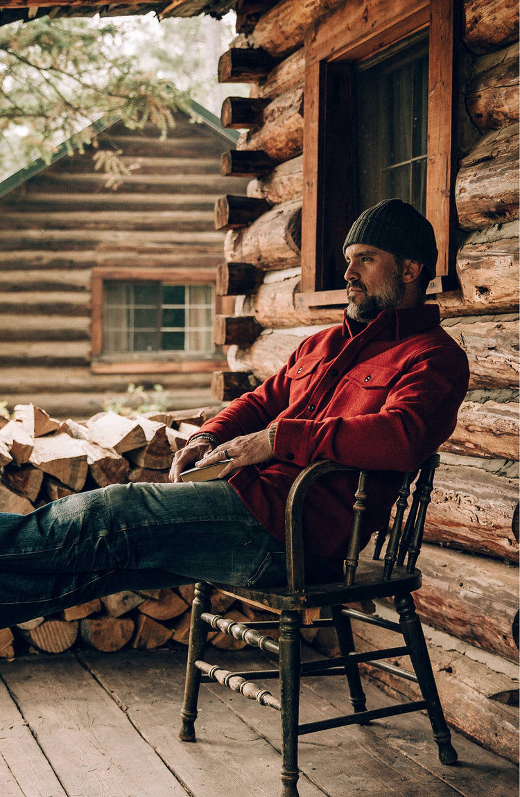 our guy wearing The clifford red maritime in Montana