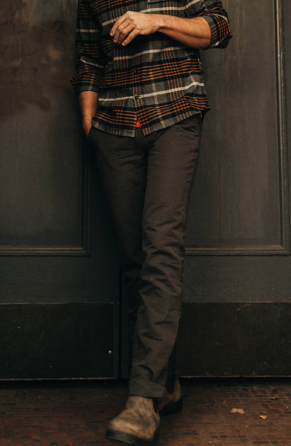 Editorial Panel: The Morse Pant in Dark Charcoal Slub, Bottoms by Taylor Stitch