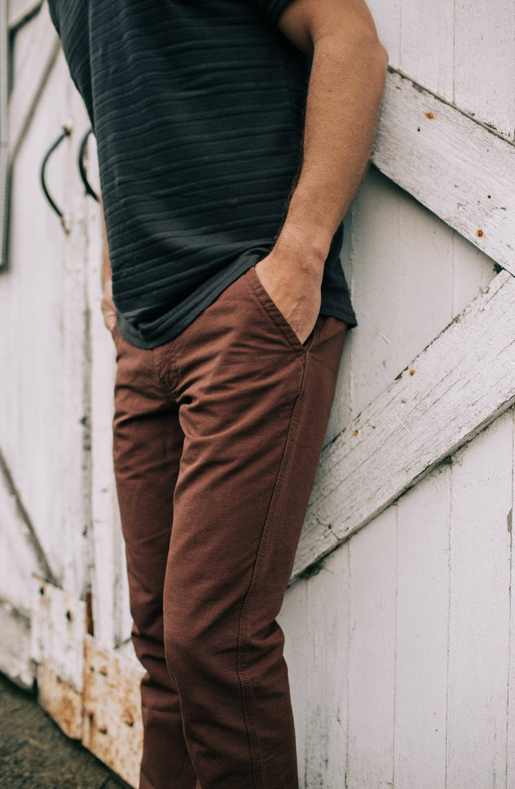 Editorial Panel: The Morse Pant in Russet Slub, Bottoms by Taylor Stitch