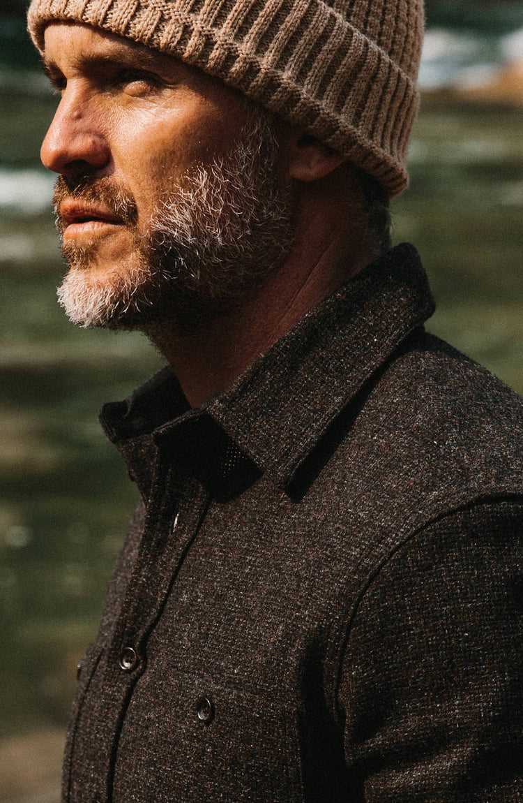 our guy rocking the service shirt in the mountains, cropped shot with text on the right