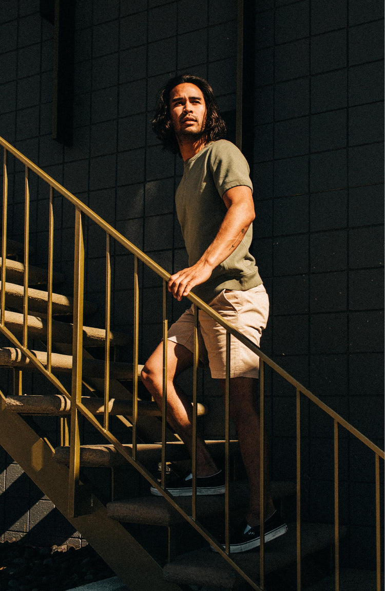 Editorial Panel: The Short Sleeve Fillmore Crew in Olive, Knits by Taylor Stitch