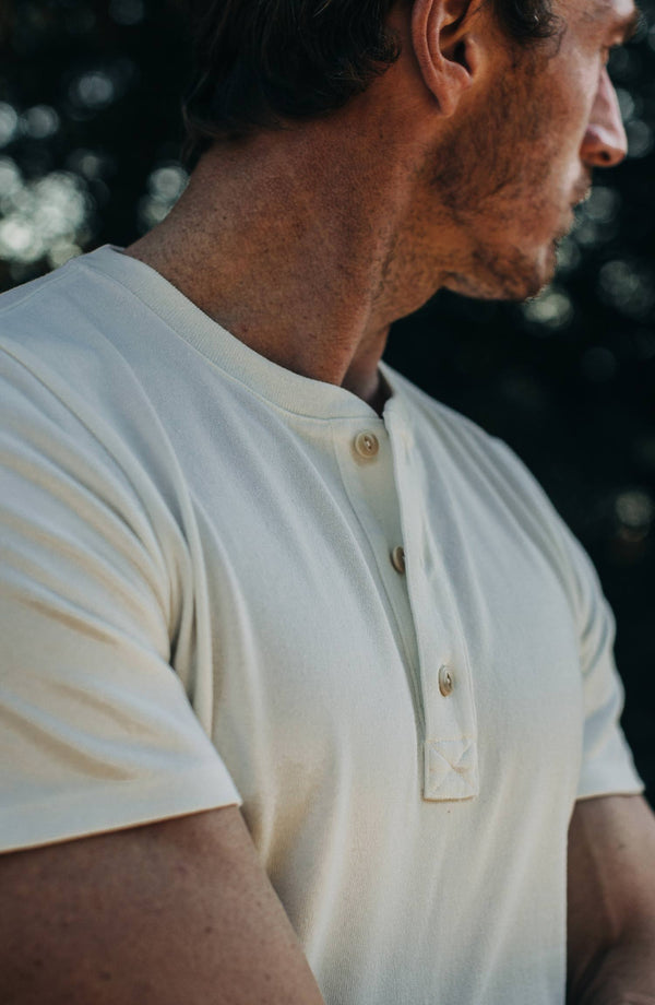 our guy rocking the henley in maine, cropped shot with text on the right