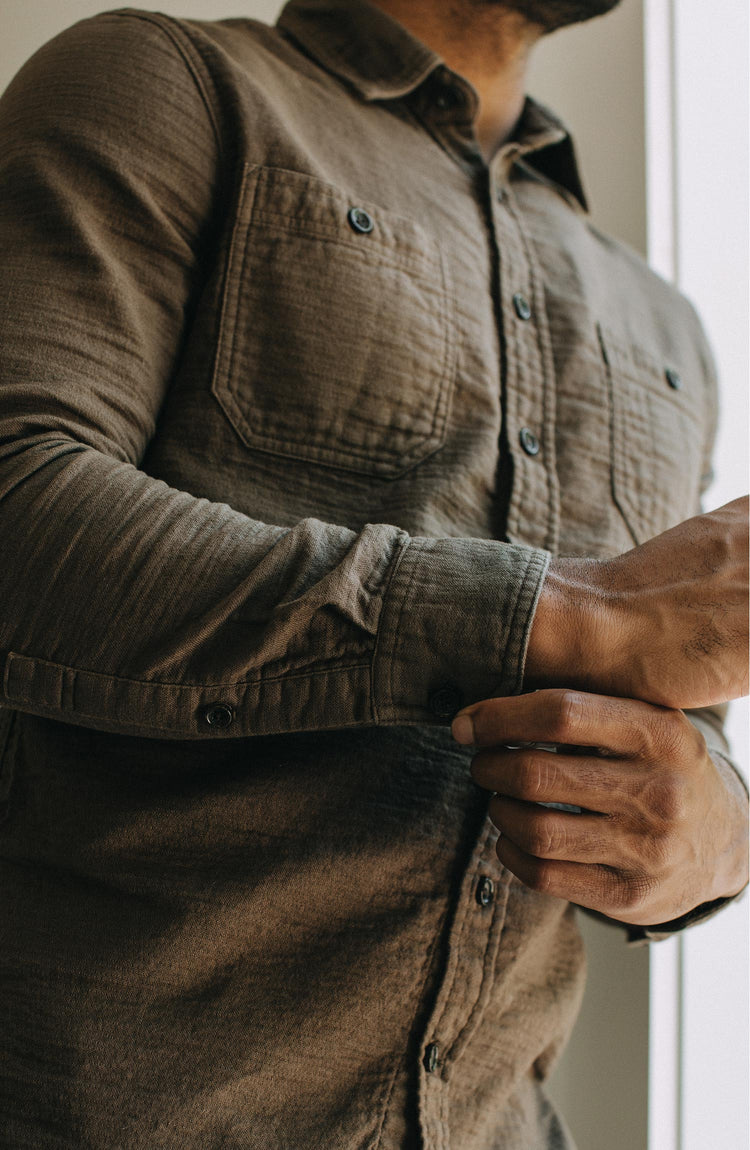 Editorial Panel: The Utility Shirt in Walnut Double Cloth, Wovens by Taylor Stitch