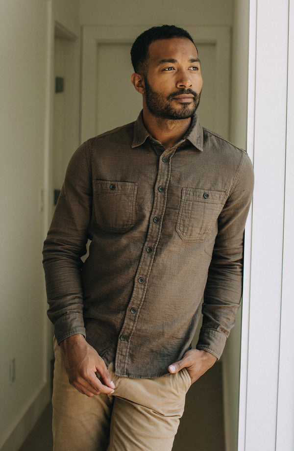 Editorial Panel: The Utility Shirt in Walnut Double Cloth, Wovens by Taylor Stitch