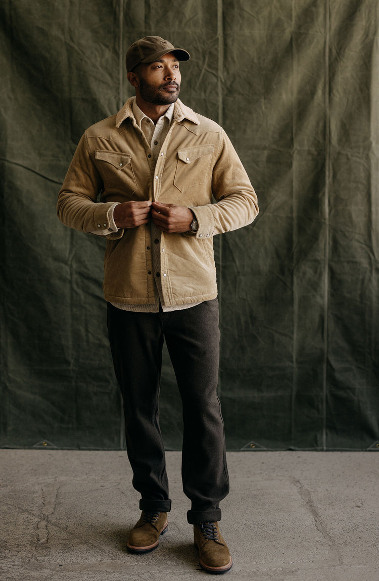 Editorial Panel: The Western Shirt Jacket in Dark Khaki Corduroy, Outerwear by Taylor Stitch