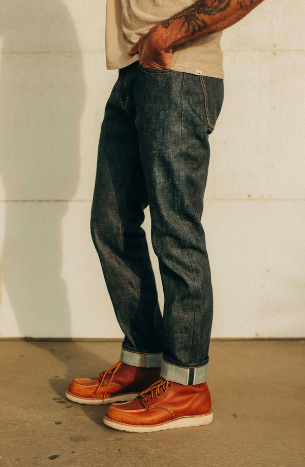 Editorial Panel: The Slim Jean in Natural Indigo Selvage, Bottoms by Taylor Stitch