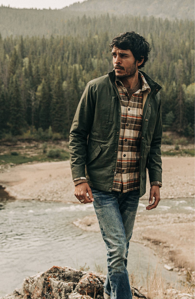 our guy wearing the harris in the woods