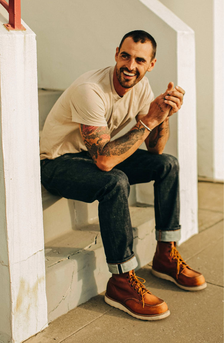 Editorial Panel: The Slim Jean in Natural Indigo Selvage, Bottoms by Taylor Stitch