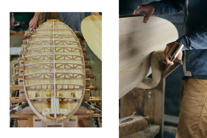 shot of surfboard being made