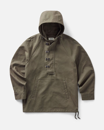The Hatteras Anorak in Fatigue Olive Dry Wax Canvas