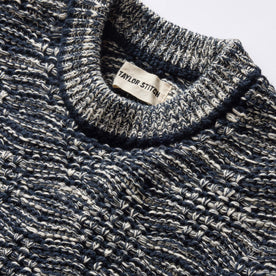 material shot of the neck opening of The Chatham Crew in Marine Stripe Jacquard