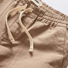 material shot of the waistband on The Apres Trail Short in Dried Earth Slub