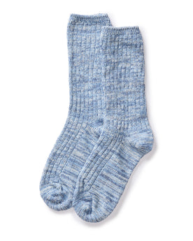 flatlay of The Rib Sock in Blue Melange, Accessories by Taylor Stitch