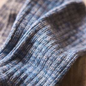 material shot of the melange pattern on The Rib Sock in Blue Melange