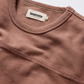 material shot of the neck opening and front yoke on The Rugby Tee in Faded Brick