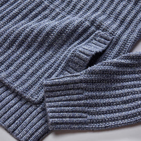 material shot of the pockets on The Bryan Pullover Sweater in Blue Melange