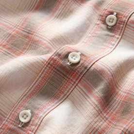material shot of the buttons on The Craftsman Shirt in Brick Shadow Plaid