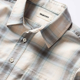 material shot of the collar on The Craftsman Shirt in Sky Shadow Plaid