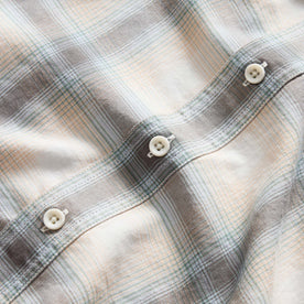 material shot of the buttons on The Craftsman Shirt in Sky Shadow Plaid