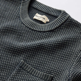 material shot of the neck opening on The Crawford Crew Sweater in Washed Asphalt