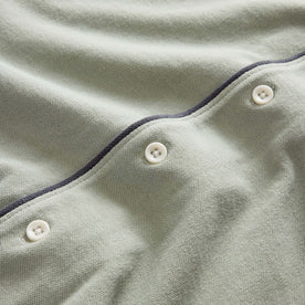 material shot of the buttons on The Harwich Shirt in Surf Green Tipped Pique