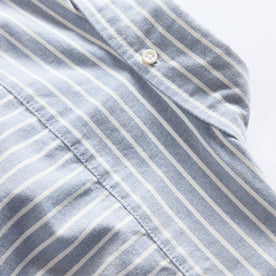 material shot of the back of the collar on The Jack in Blue Stripe Oxford