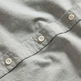 material shot of the natural-colored buttons on The Jack in Deep Sea Chambray