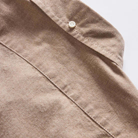 material shot of the back of the collar on The Jack in Faded Brick Chambray