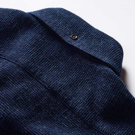 material shot of the back of the collar on The Jack in Indigo Waffle