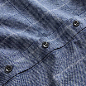 material shot of the charcoal buttons on The Jack in Navy Twist Plaid