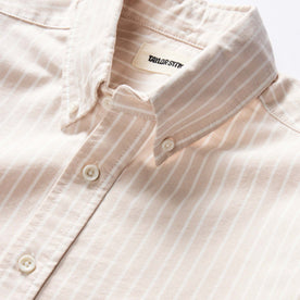 material shot of the button down collar on The Jack in Sunburn Stripe Oxford