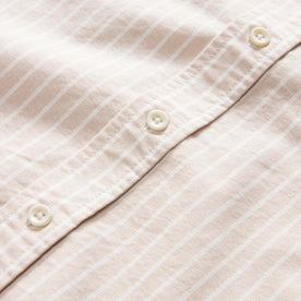 material shot of the natural buttons on The Jack in Sunburn Stripe Oxford