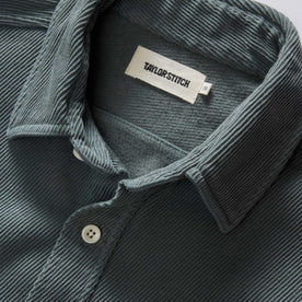 material shot of the collar on The Ledge Shirt in Deep Sea Twill