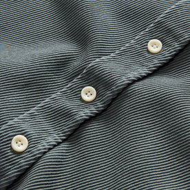material shot of the buttons on The Ledge Shirt in Deep Sea Twill