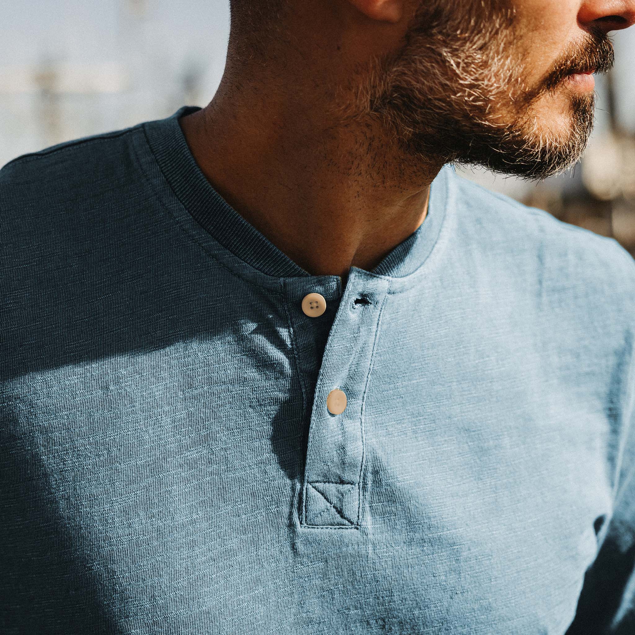 Cotton Henley in Blue Grey main image 0