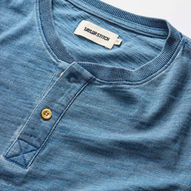 material shot of the buttons on The Organic Cotton Henley in Washed Indigo