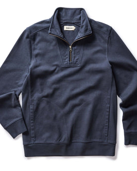 flatlay of The Rugby Quarter Zip in Faded Navy, Knits by Taylor Stitch