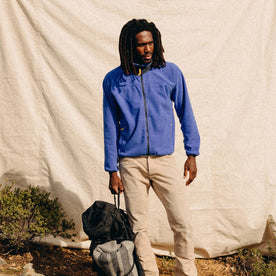 fit model in The Trail Fleece in Alpine Dusk